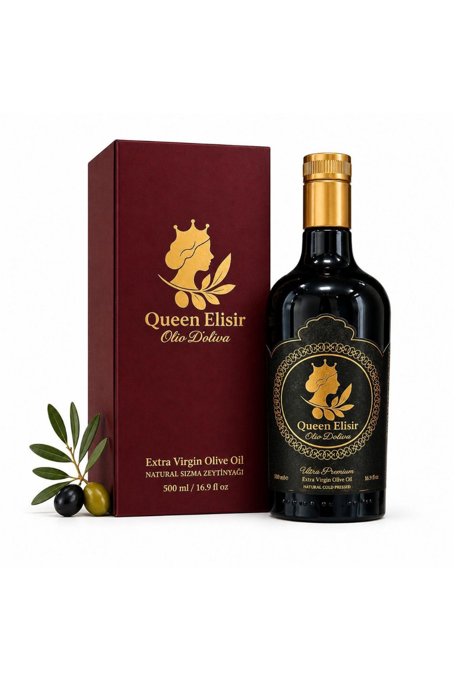 Queen Elisir Angelica Early Harvest Extra Virgin Olive Oil with Gift Box, 500 ml